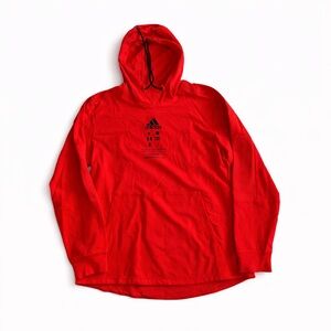 Bright red/orange Adidas Performance Graphic Pullover Hoodie – Men’s Large NWT